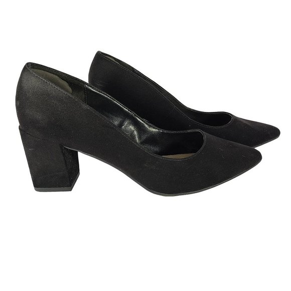 XAPPEAL Black Faux Suede Block Heels 9 - Picture 1 of 6